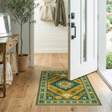 Teal and Gold Heritage Tribal Area Rug
