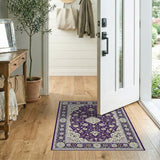 Opulent Purple Persian Floral Medallion Rug