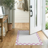 Pink Geometric Diamond Border Area Rug