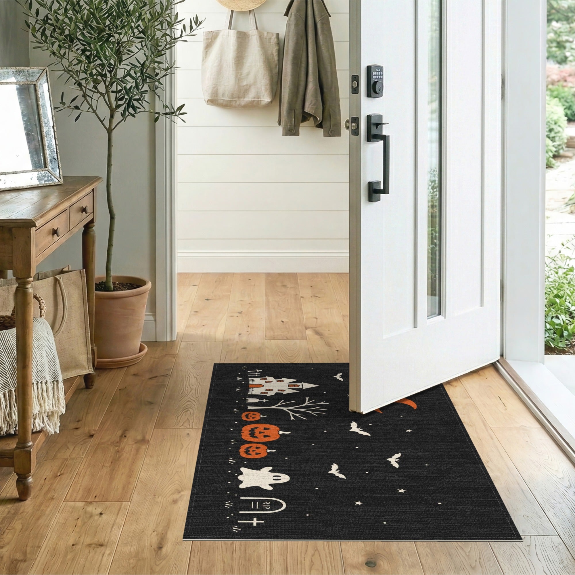 Spooky Halloween Haunted House Rug