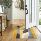 Yellow Geometric Wave Area Rug