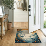 ODIKA Japanese Heron Nature Art Washable Area Rug - Low Pile & Non-Slip