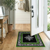 Ornate Green Border Persian Medallion Rug