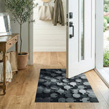 3D Geometric Puzzle Hexagon Area Rug - Black White