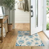 Delicate Blue Floral Cream Area Rug