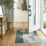 Teal Abstract Geometric Modern Area Rug