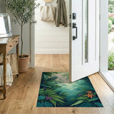 ODIKA Washable Tropical Jungle Rug - Low Pile Non-Slip Rainforest Botanical Area Rug