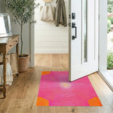 Pink Concentric Circles Geometric Area Rug