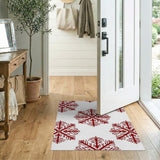 Intricate Red Snowflake Area Rug