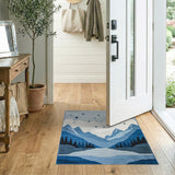 Starry Night Blue Mountain Lake Rug