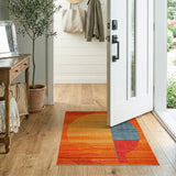 Vibrant Orange Semi-Circle Geometric Area Rug