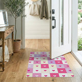 Pastel Pink Hearts Patchwork Area Rug