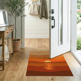 Layered Orange Sunset Horizon Area Rug