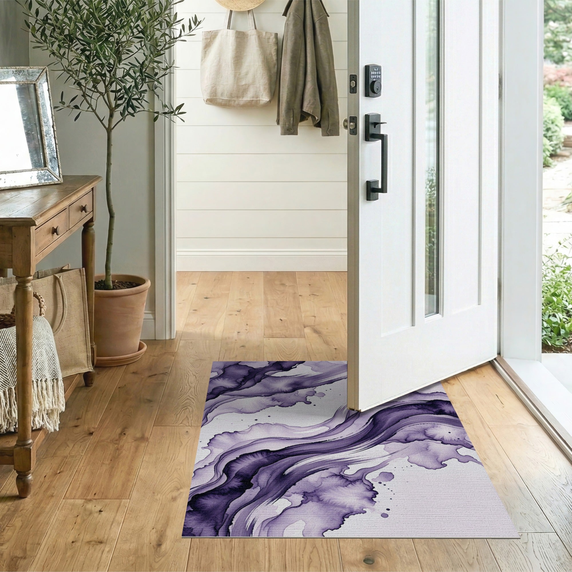 Ethereal Purple Fluid Abstract Area Rug