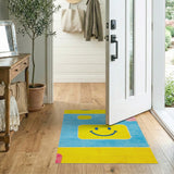 Cheerful Yellow Smiley Face Kids Rug