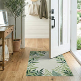 Lush Green Leaf Border Area Rug