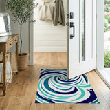 Swirling Blue Teal Abstract Abstract Area Area Rug
