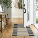 Modern Grey Vertical Striped Area Rug