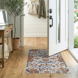 Burnt Orange Floral Vintage Area Rug