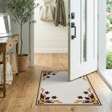Ornate Brown Gold Border Area Rug