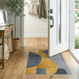 Modern Yellow Grey Geometric Area Rug