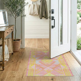 Vibrant Pink Yellow Geometric Modern Area Rug