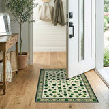 Green Floral Vintage Emerald Shamrock Clover Area Rug