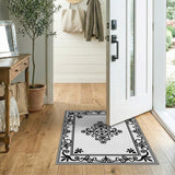 Black and White Ornate Black White Medallion Area Rug