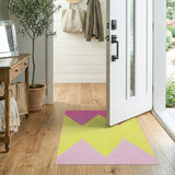 Vibrant Pink Yellow Geometric Triangle Area Rug