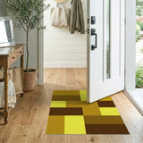 Golden Tan Geometric Block Area Rug