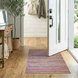 Vibrant Pink Multi-Color Geometric Stripe Rug