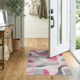 Geometric Modern Pink Grey Abstract Geometric Area Rug