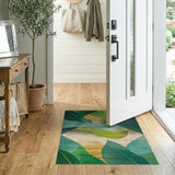Blue and Teal Abstract Green Leaf Area Rug