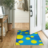 Playful Yellow Blue Bubble Area Rug