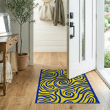 Blue Swirl Abstract Yellow Area Rug