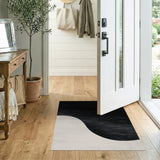 Black White Wavy Abstract Area Rug
