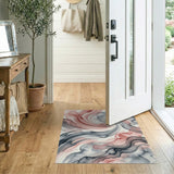 Fluid Grey and Blush Abstract Area Rug