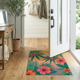 Hibiscus Sunset Palm Coastal Area Rug