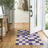 Geometric Modern Purple Geometric Grid Area Rug