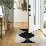 Abstract Black Curves Geometric Area Rug