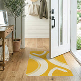 Bold Yellow Abstract Curves Area Rug