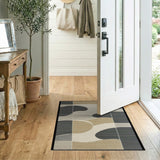 Abstract Curved Neutral Area Rug