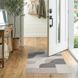 Modern Wavy Grey Neutral Area Rug
