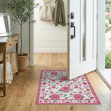 Exquisite Pink Peony Floral Vintage Rug