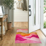 Pink Sunset Wave Abstract Area Rug