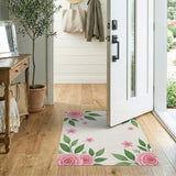 Blush Pink Roses Cherry Blossom Area Rug