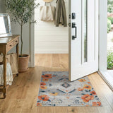 Southwestern Orange Poppy Grey Area Rug