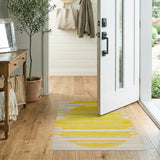 Bold Yellow Arcs Geometric Area Rug
