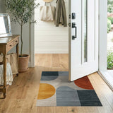 Abstract Curved Shapes Multi-Color Area Rug