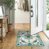 Floral Blue and Teal Persian Floral Medallion Area Rug